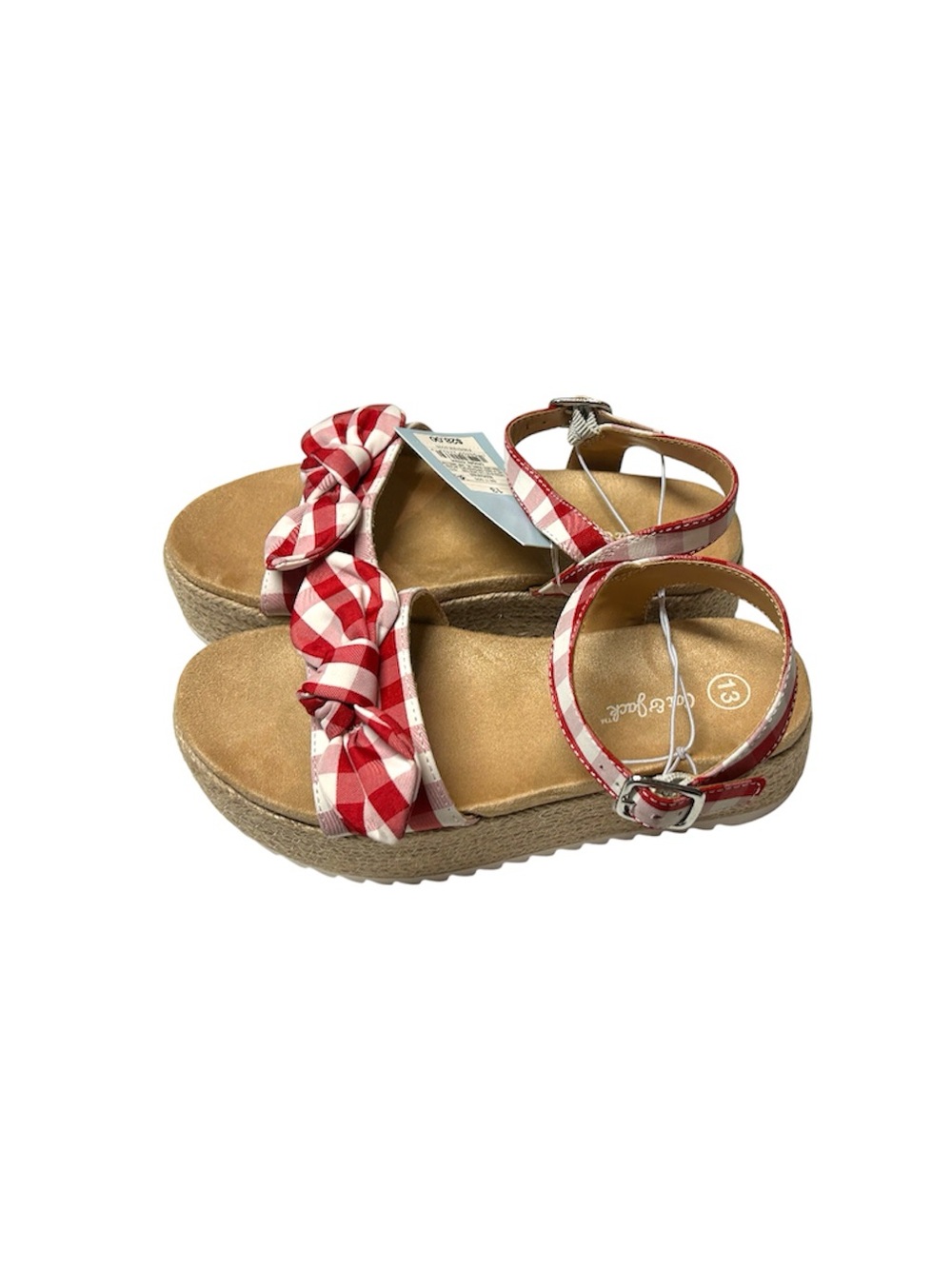 Cat & Jack Red and White Gingham Bow Sandals